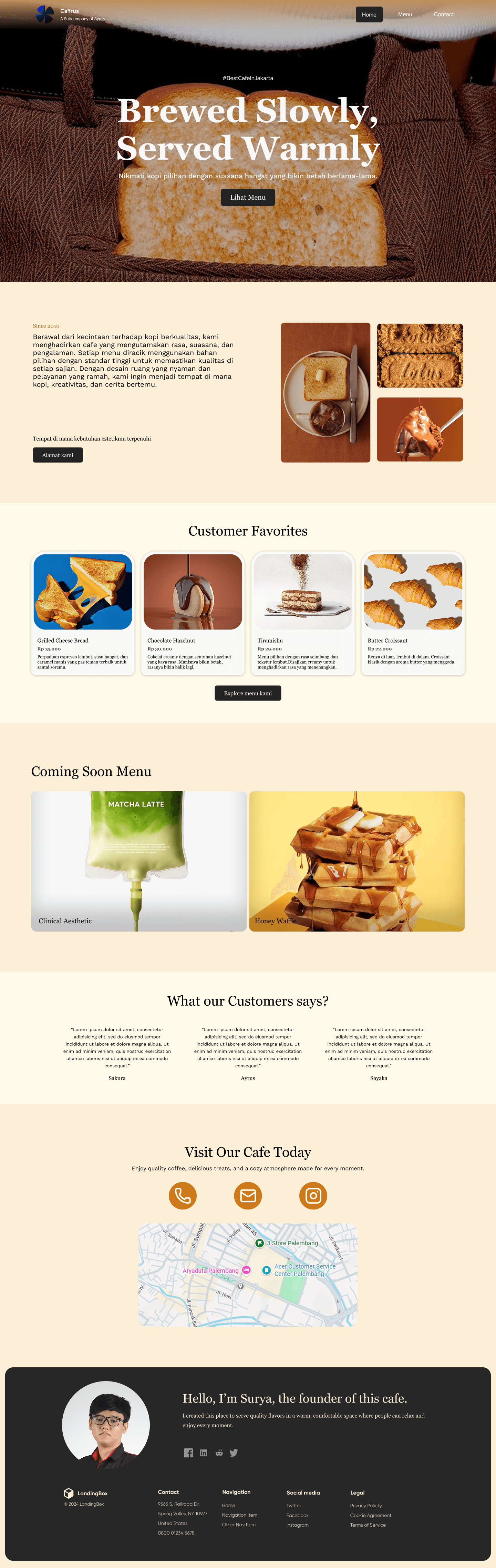 Caffeine Cafe Landing Page & Ordering Site