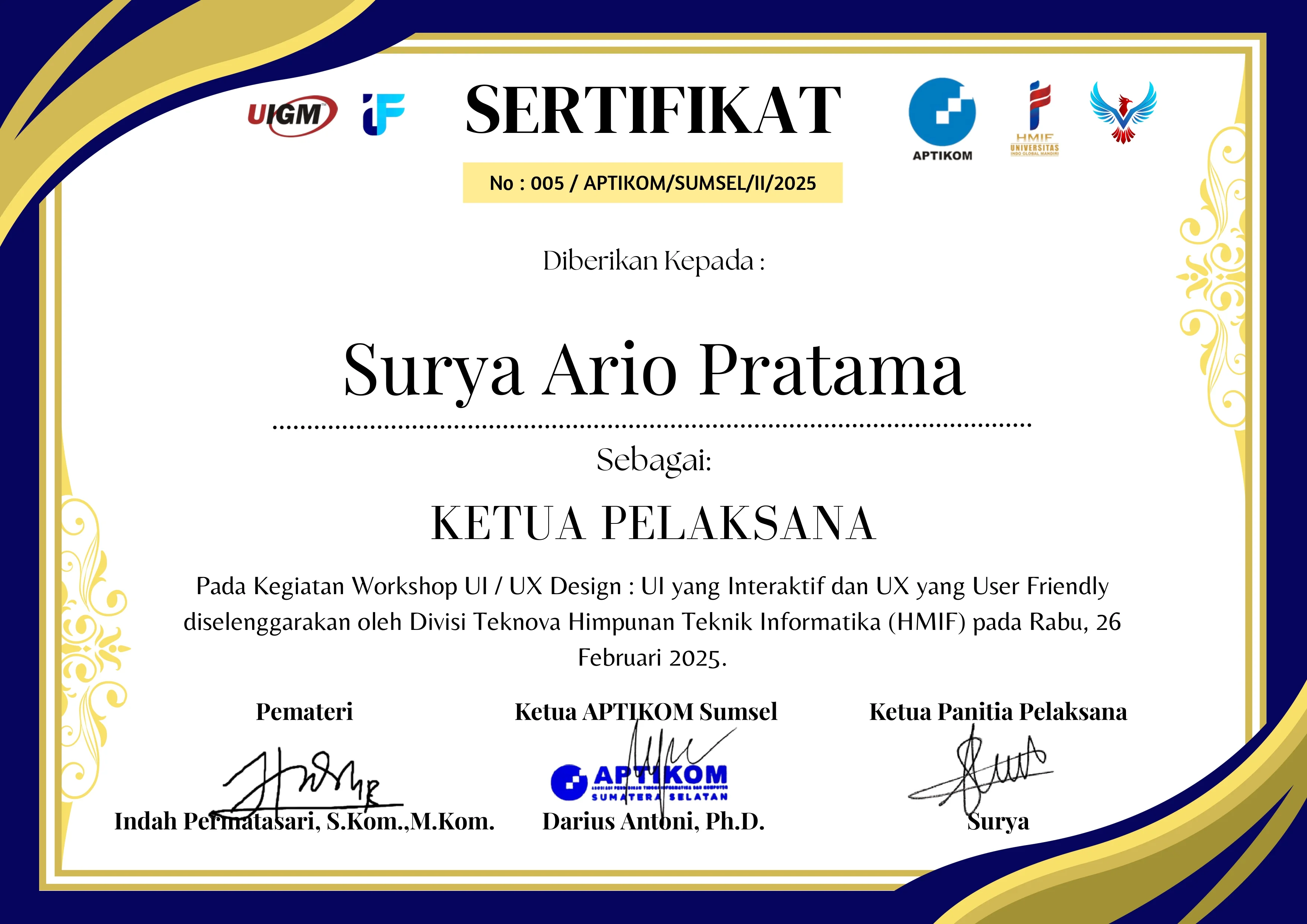 Project Manager - UI/UX Design Workshop